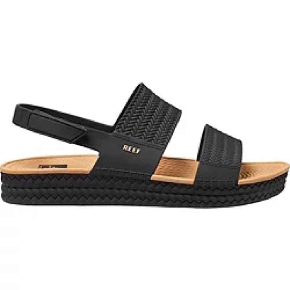 Reef Water Vista Sandals Black & Tan Women’s Size 9 Slingback Strap Waterproof